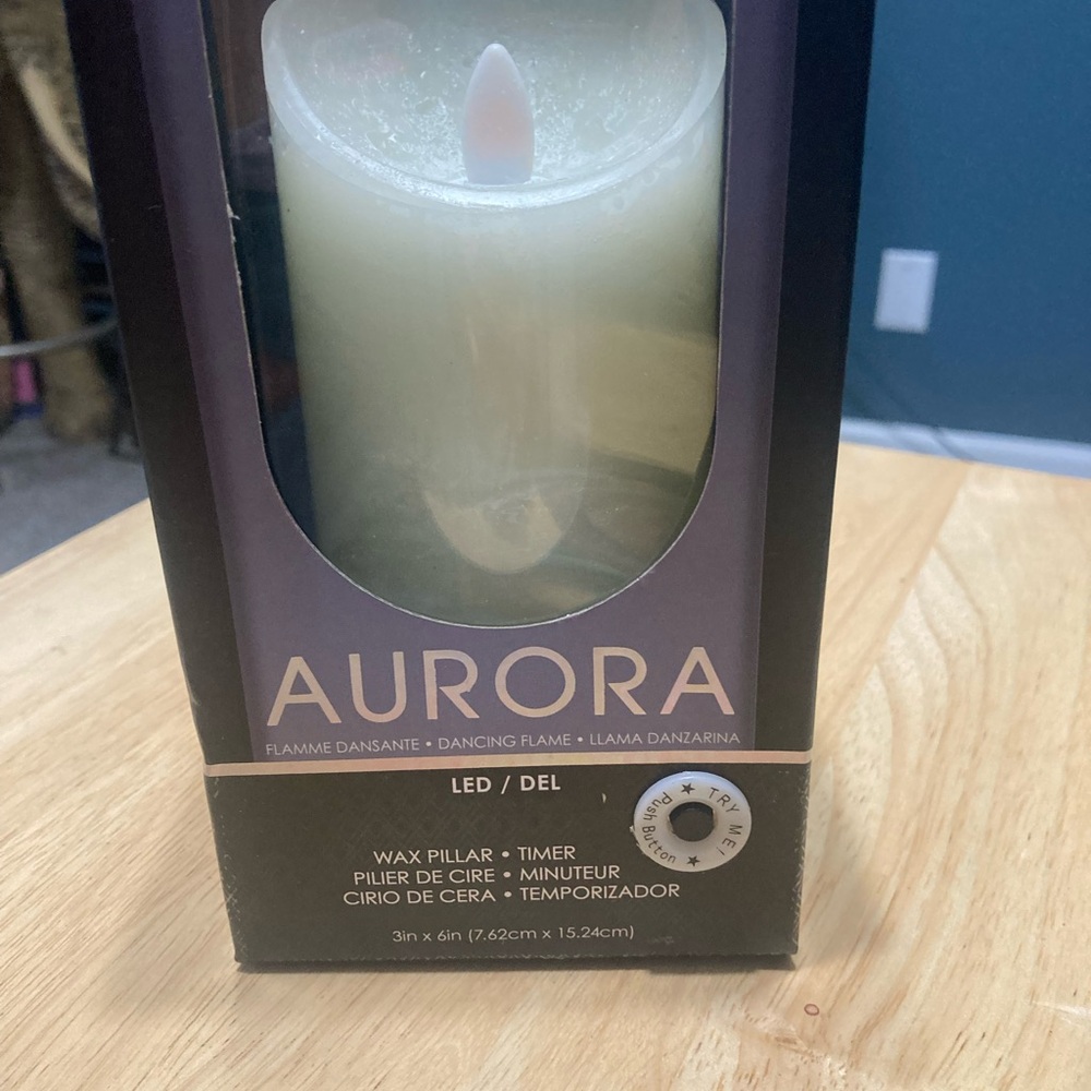 Aurora LED Cream Wax Pillar Candle with Dancing Flame